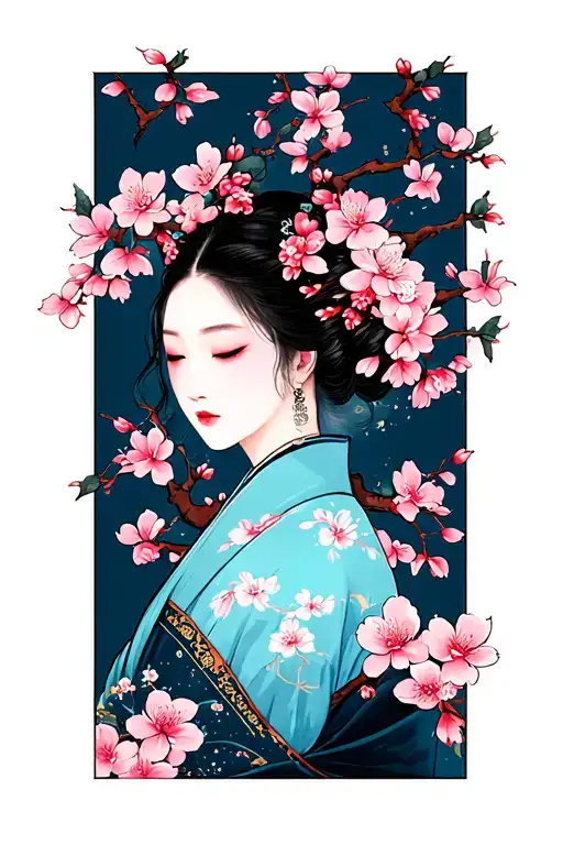 japanese cherry blossom tattoo design idea