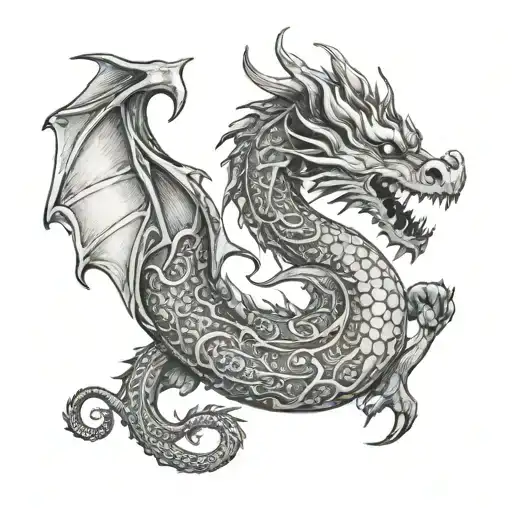 dragon semicolon tattoo design idea