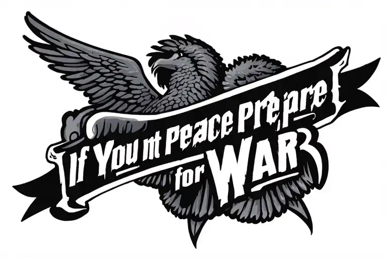 "If you want peace, prepare for war" written tattoo design idea