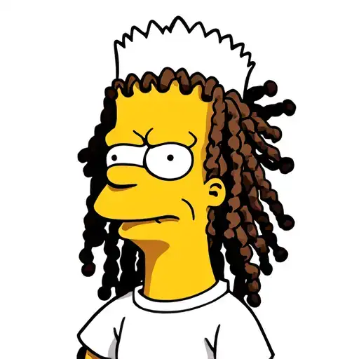 bart Simpson with dread locks ,rasta color scheme tattoo design idea