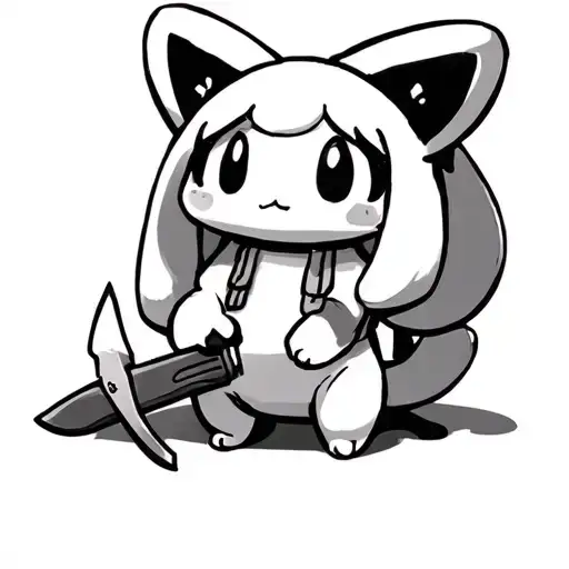 cinnamoroll holding a knife tattoo design idea