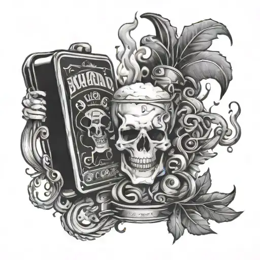 for only alcohol and drugs incorporated tattoo design idea