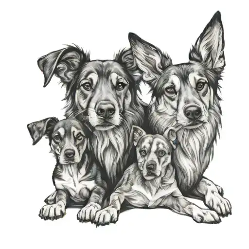 family of Abi, Reggie and Maggie tattoo design idea
