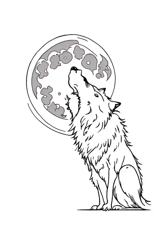 graffiti style tattoo of a wolf howling at the moon tattoo design idea