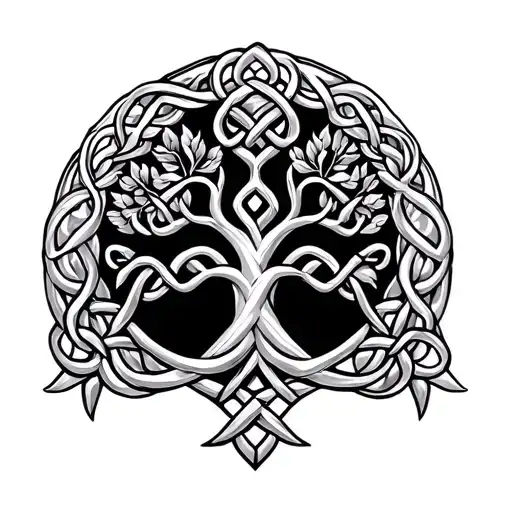 Father Daughter Celtic Knot with tree of life tattoo design idea