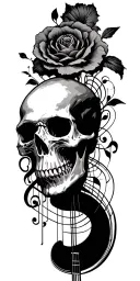 skull music tattoo design idea