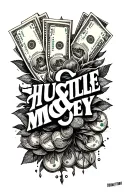 Hustle & money tattoo design idea