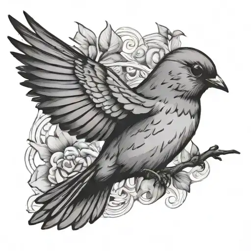 Robin and dove flying tattoo design idea