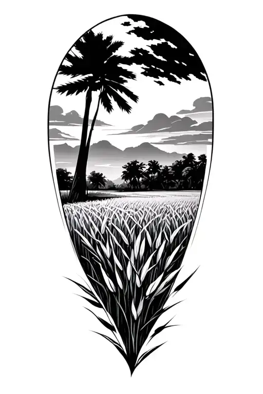 Rice Field vietnam tattoo design idea