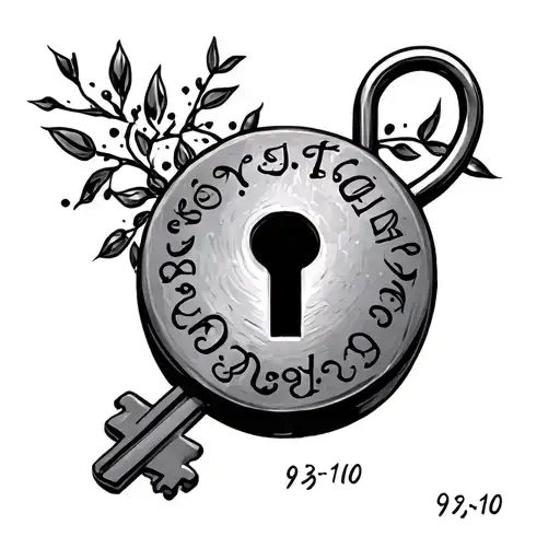 create lock and key with date 9/3/10 tattoo design idea