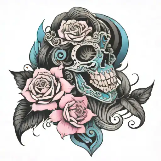 Black cyan and pink tattoo design idea