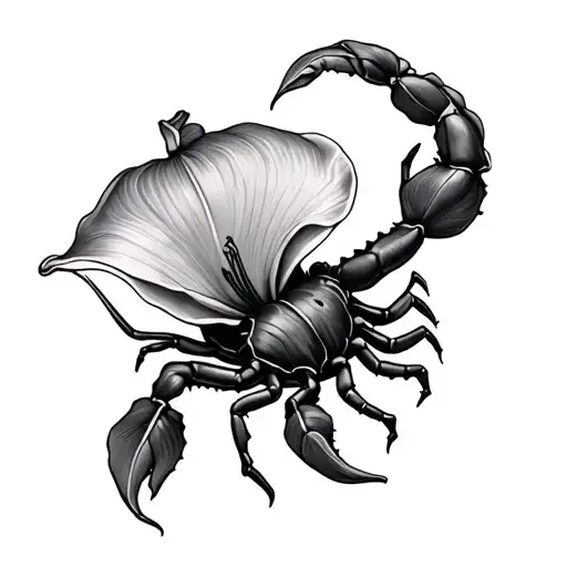 calla lily scorpion intertwined tattoo design idea