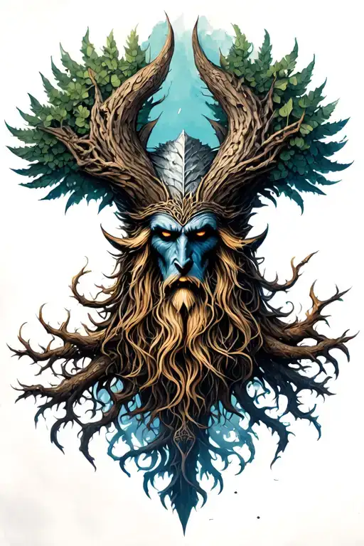 Yggdrasil and hanging odin tattoo design idea