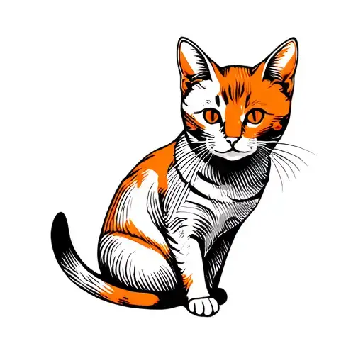 orange cat tattoo design idea