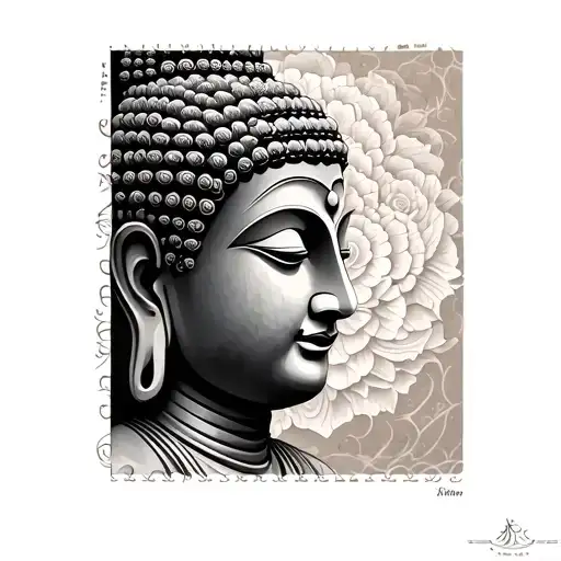 side facing just the face buddha praying with eyes closed on the forearm tattoo design idea