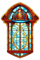 stain glass window with firefighter helmet tattoo design idea