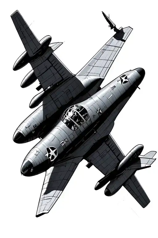 E2 Hawkeye aircraft flying away tattoo design idea