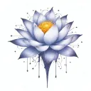 deep space themed objects and orbiting stars with trajectories around the lotus. dark colors, lexploding star in center  tattoo design idea