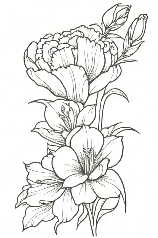 gladiolus and peony flowers tattoo design idea