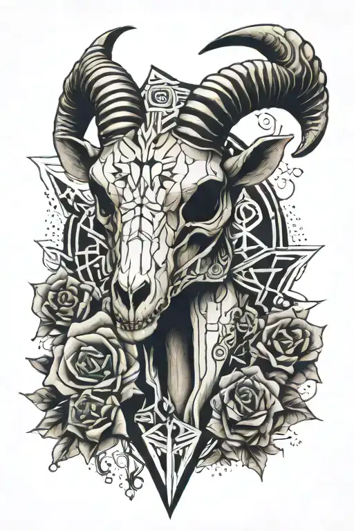 geometric goat skull tattoo design idea