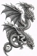 western dragon flying tattoo design idea