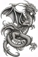western dragon flying tattoo design idea