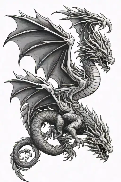 western dragon flying tattoo design idea