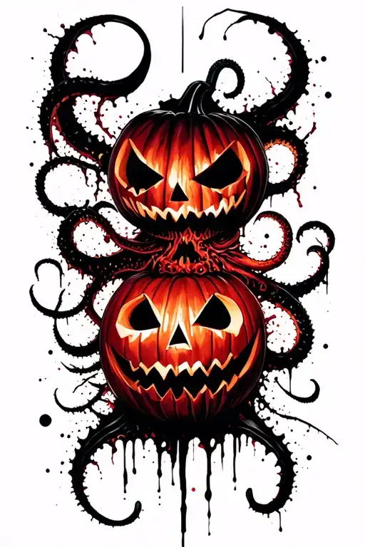 jack o lantern, tentacles, eldritch, deep space tattoo design idea