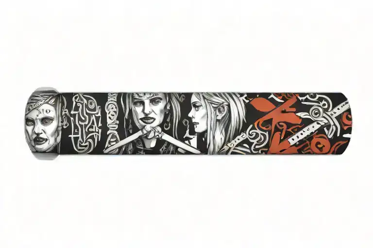 viking women bloody sword cuff tattoo wraps tattoo design idea