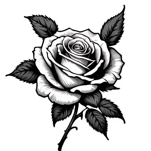 Single rose stick lines running alongside tattoo design idea