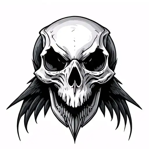 raven skull tattoo design idea