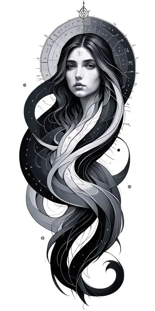 birth chart intertwined tattoo design idea