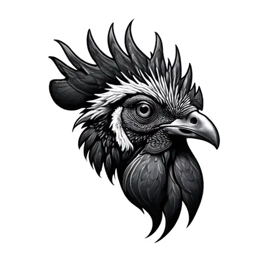 black rooster head tattoo tattoo design idea