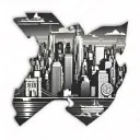 nyc skyline puzzle piece intertwined tattoo design idea