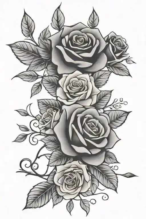 arrow vine 4 roses family and everything tattoo design idea