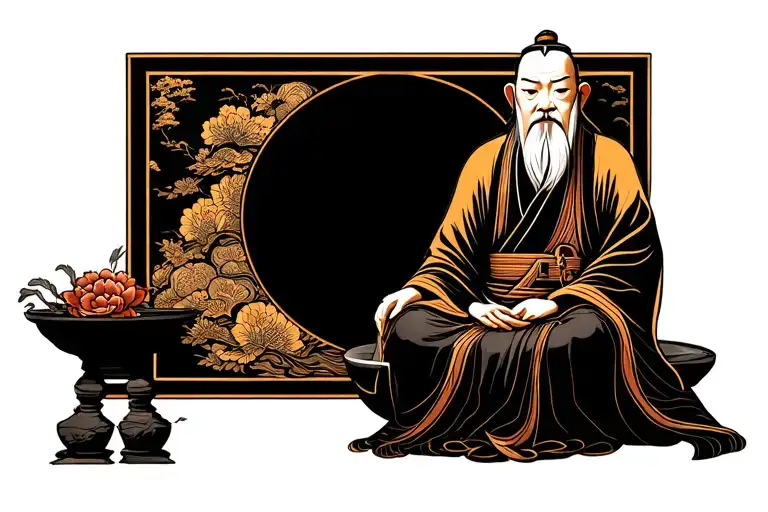 Lao Tzu sitting tattoo design idea