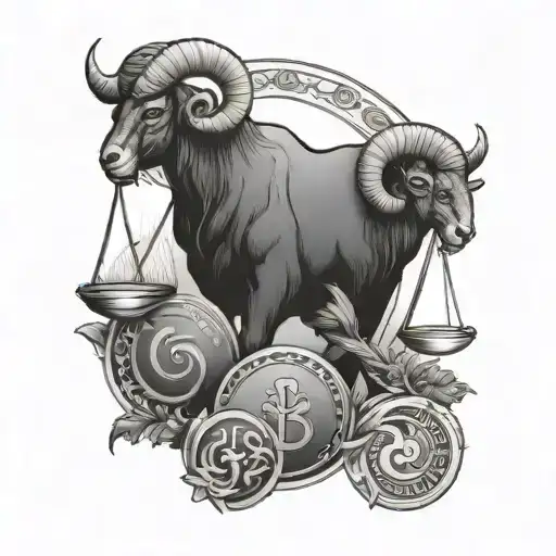 aries and libra zodiac symbol tattoo design idea