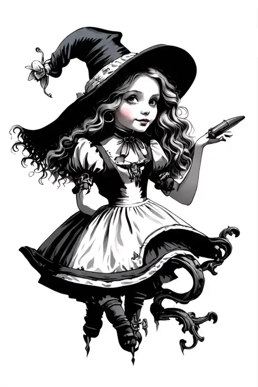dark fantasy underworld Alice in wonderland characters tattoo design idea