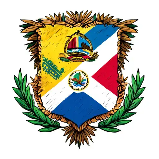 equador flag and dominican flag morphing tattoo design idea