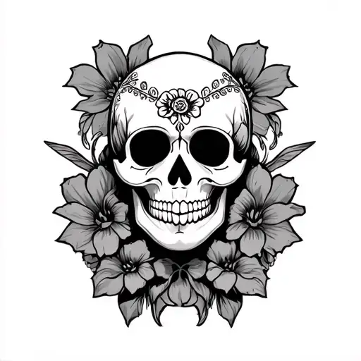 calaveras and mexican culture tattoo design idea