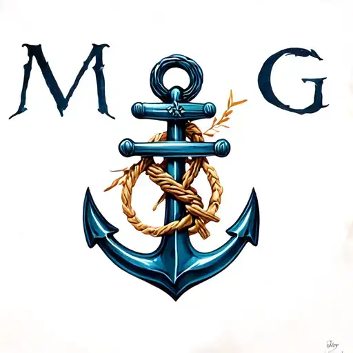 Marine anchor + letters m v g tattoo design idea