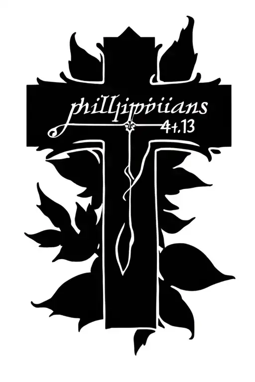 cross made out of "Philippians 4:13" tattoo design idea