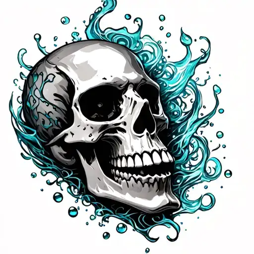 skull and aquamans fosh scale tattoo design idea