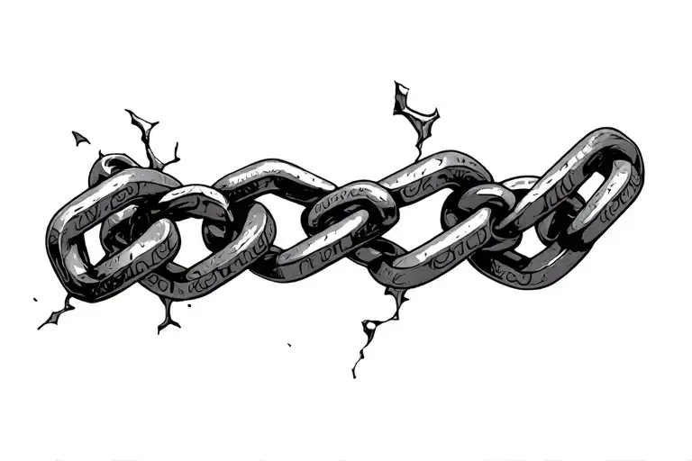 a broken and bent chain wrapped tattoo design idea