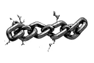 a broken and bent chain wrapped tattoo design idea