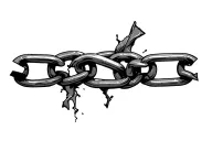 a broken and bent chain wrapped tattoo design idea