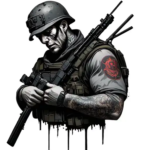 hybrid theory soldier holding tattoo design idea