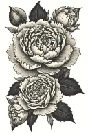 peony an catface tattoo design idea