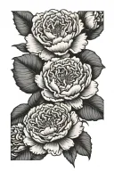 peony an catface tattoo design idea