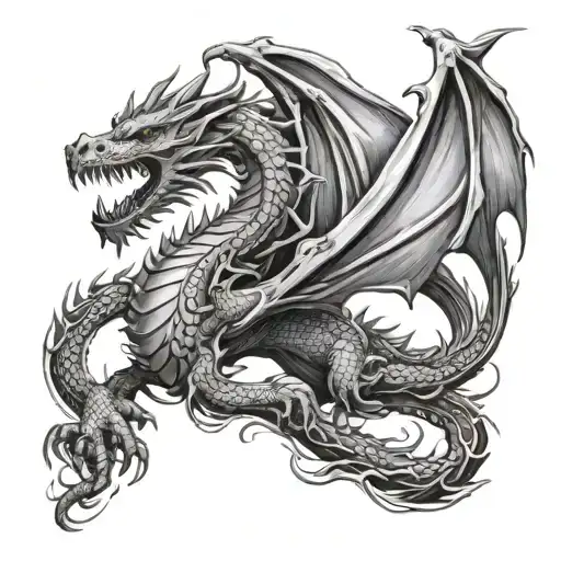 noble dragon, the cruelty of time, unyielding and shining tattoo design idea